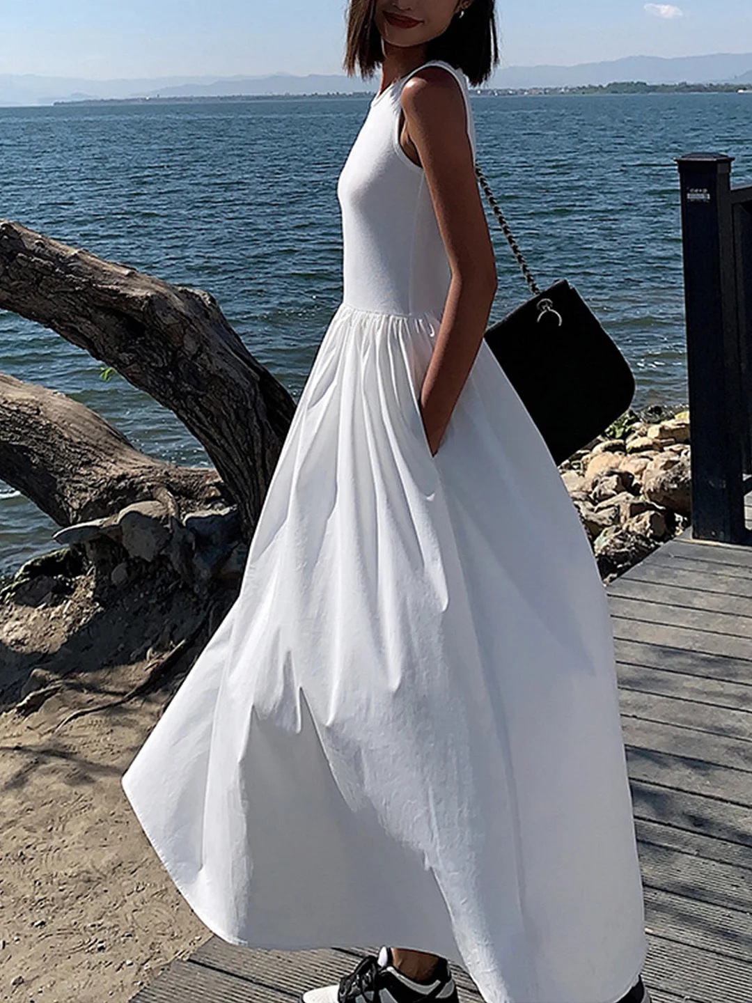 Abebey-Leisure Crew Neck Long Dress