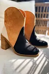 Women's 5cm Winter Thick Colorblock Suede Heeled Ankle Booties