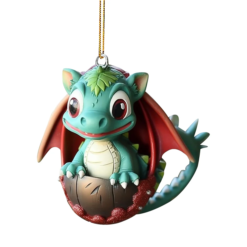 Christmas Dragon Baby Egg Ornaments Acrylic Dragon Egg Pendants for Car Backpack