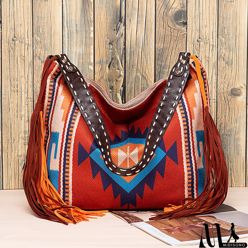 MidiSono - Casual College Color Block Tassel Bags