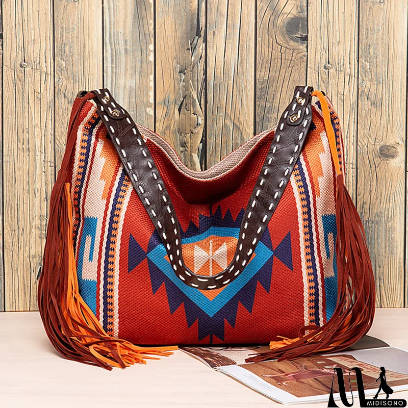 MidiSono - Casual College Color Block Tassel Bags