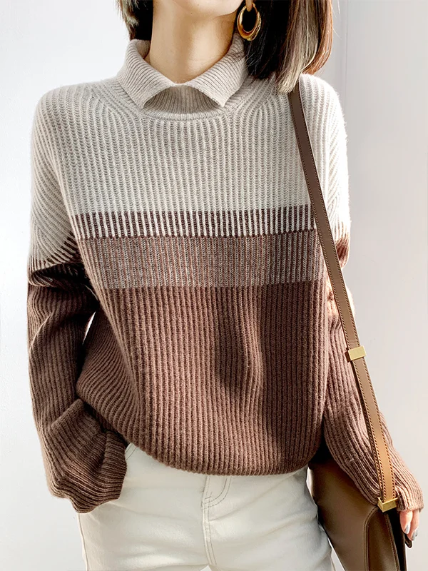 Stylish Gradient And Contrast Casual Sweater - yankia