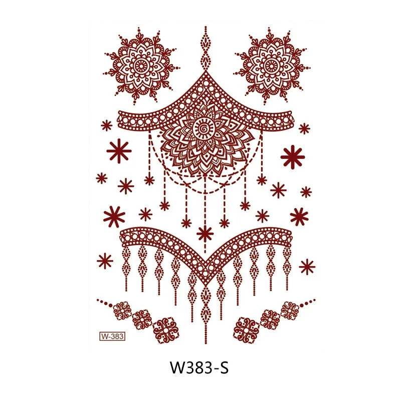 Waterproof Temporary Tattoo Sticker Chest Lace Henna Mandala wedding Flash Tattoos Flower Body Art Arm Fake Tatoo Women Men