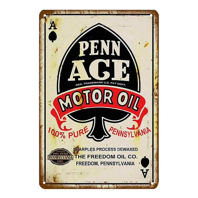 Penn Age Motor Oil - Vintage Tin Signs/Wooden Signs - 7.9x11.8in & 11.8x15.7in