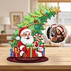 Santa Claus Photo Xmas Tree 5D DIY Diamond Art Tabletop Wood Decoration Ornament Kit