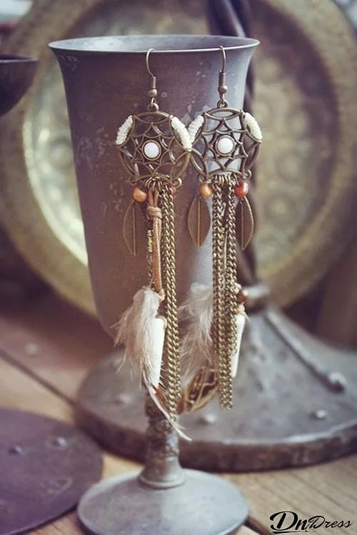Feather Dreamcather Earring