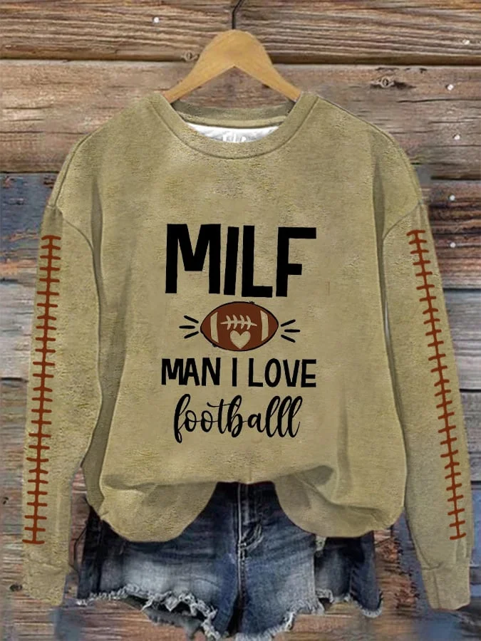 Women's Milf Man I Love Football Print Sweatshirt socialshop