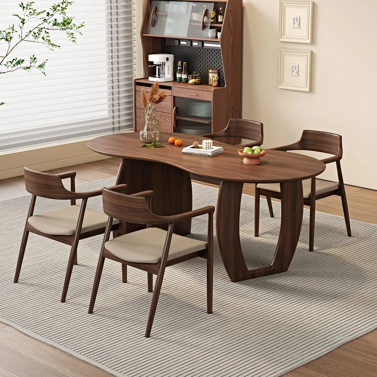 Classic Medium Wood Natural Wood Dining Table For 6,70.9"