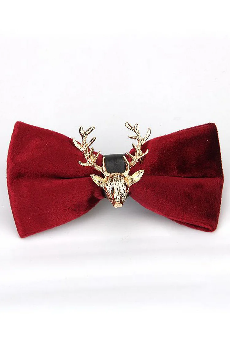 Ciciful Metal Elk Head Velvet Bow Tie