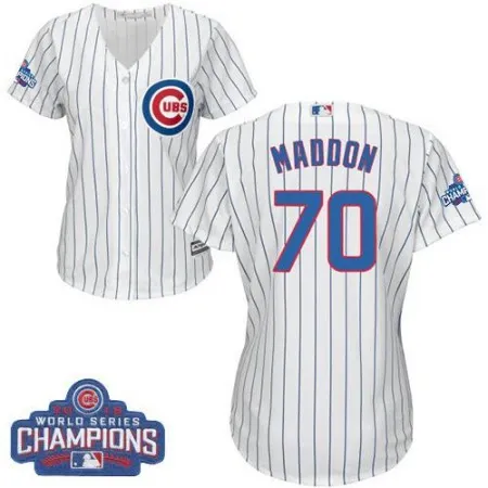 Cubs #70 Joe Maddon White(Blue Strip) Home 2016 World Series Champions Women's Stitched MLB Jersey