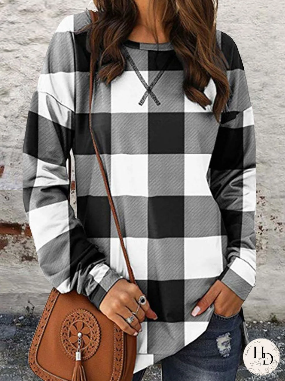 Checked/Plaid Basics Loosen Tops