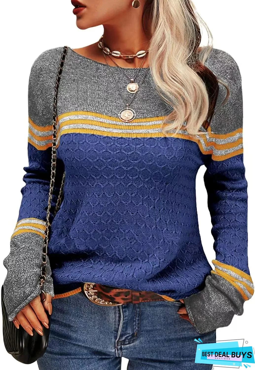 Autumn Striped Knit Button Cardigan