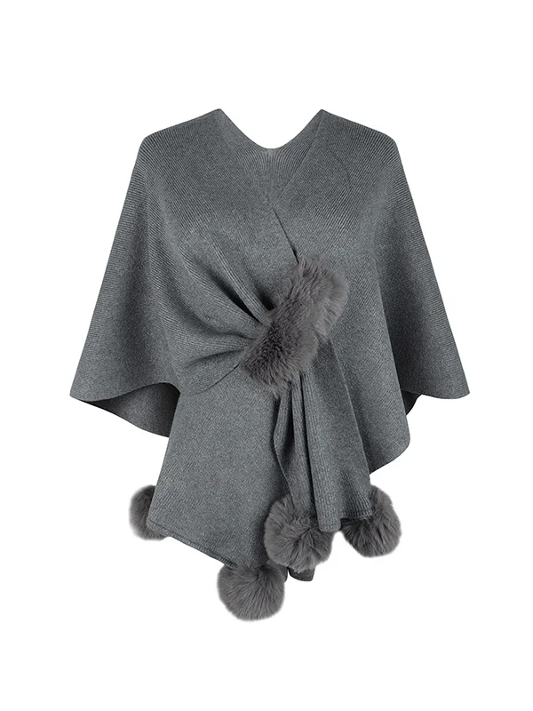 Casual Solid Color Hairball Shawl&Scarf