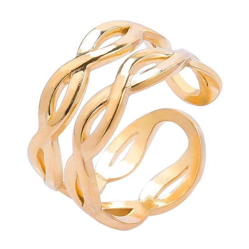 Casual Geometric 304 Stainless Steel 18K Gold Plated Enamel Open Rings