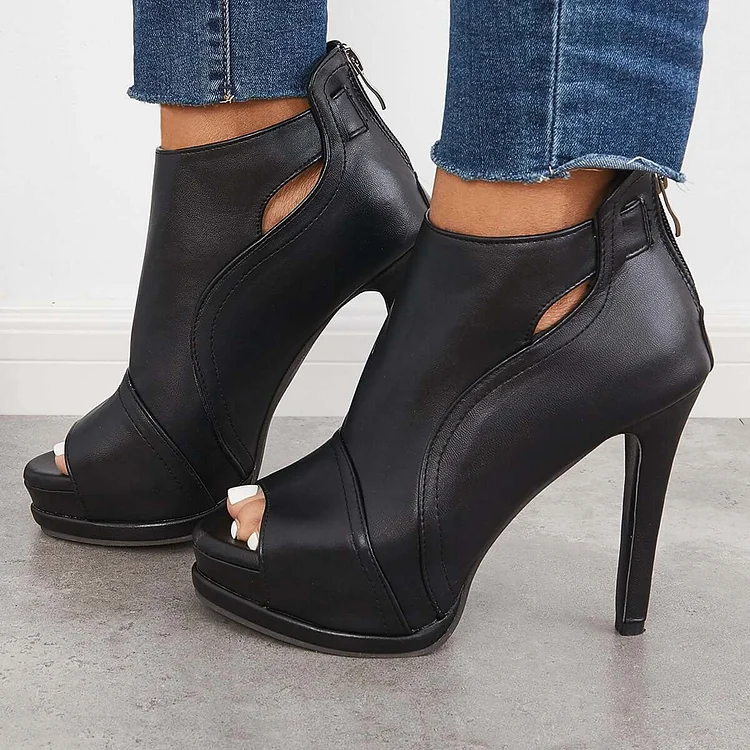 Open toe 2025 cutout booties