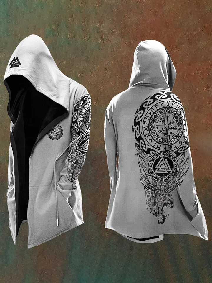 Men's Viking Mythology Viking Wolf Totem Hooded Jacket / Rvogue / Rvogue