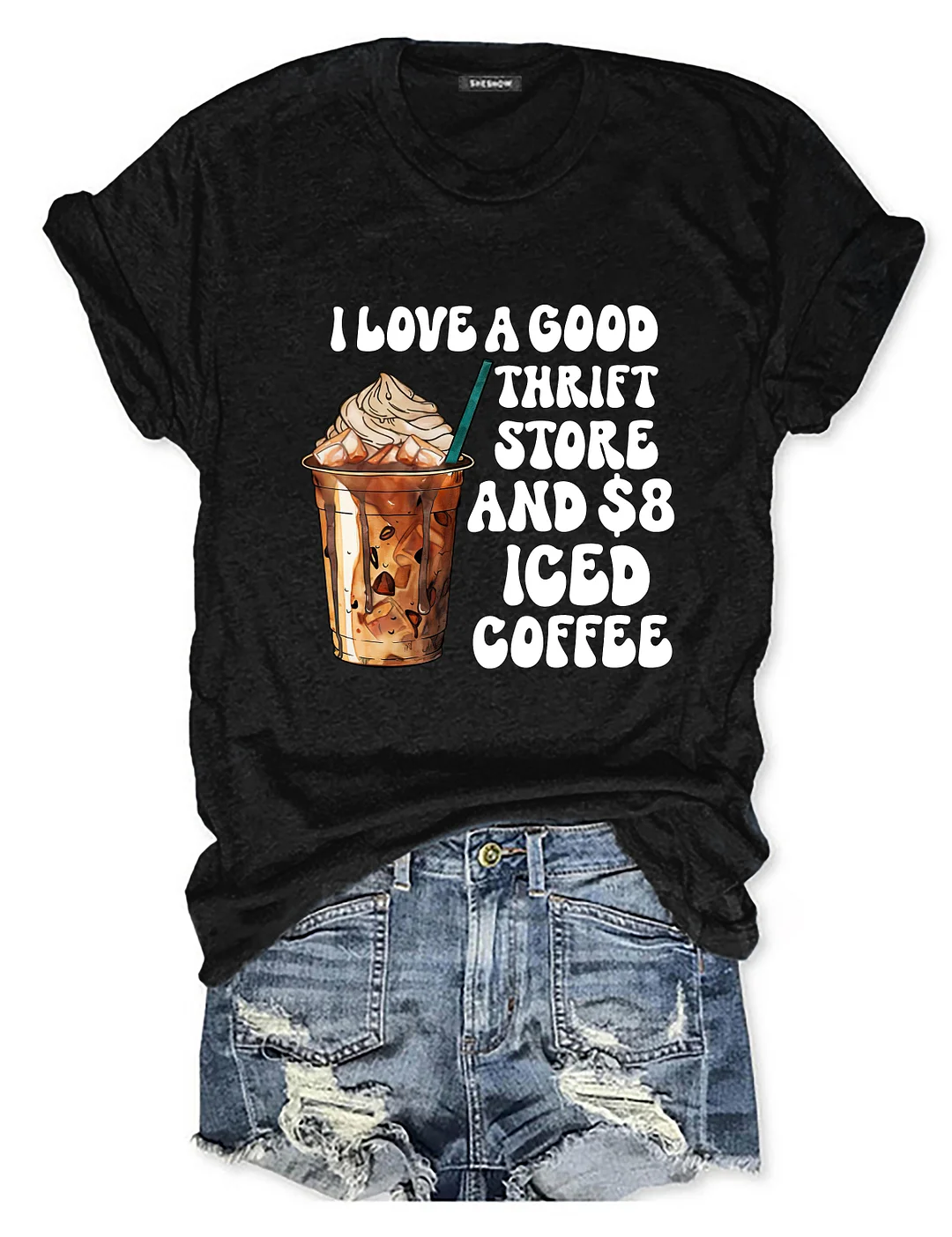 I Love A Good Thrift Store And Iced Coffee T-shirt