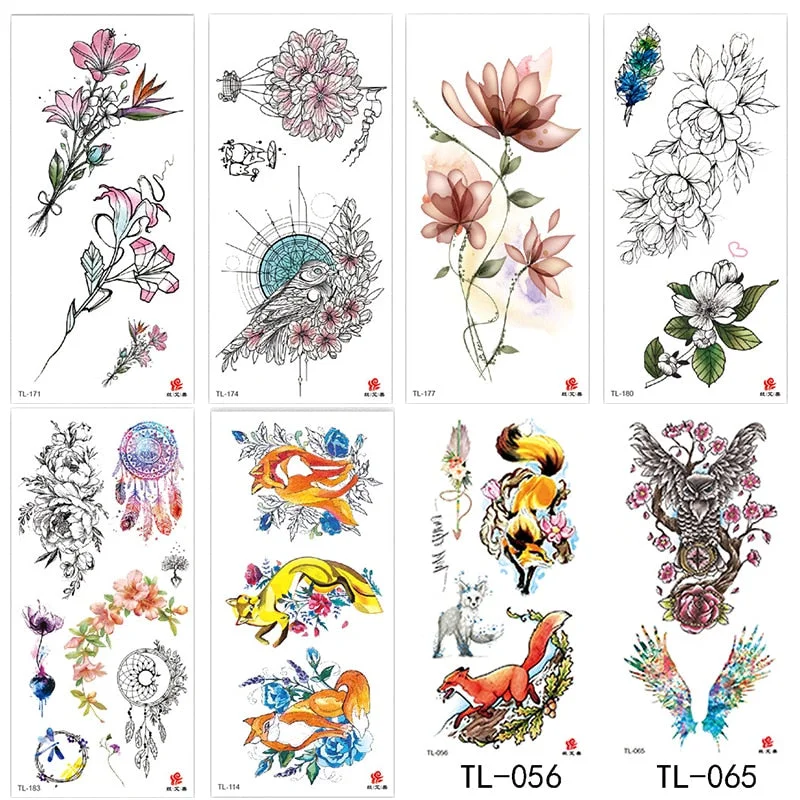 Flower animal totem romantic beautiful bird fragrance waterproof lasting men and women personality temporary tattoo stickers