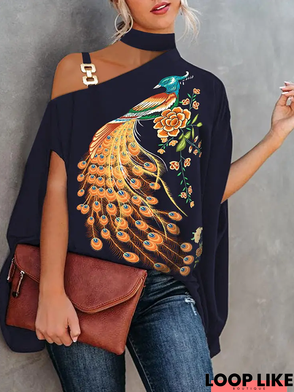 Printed Halter Casual Short Sleeve T-Shirt