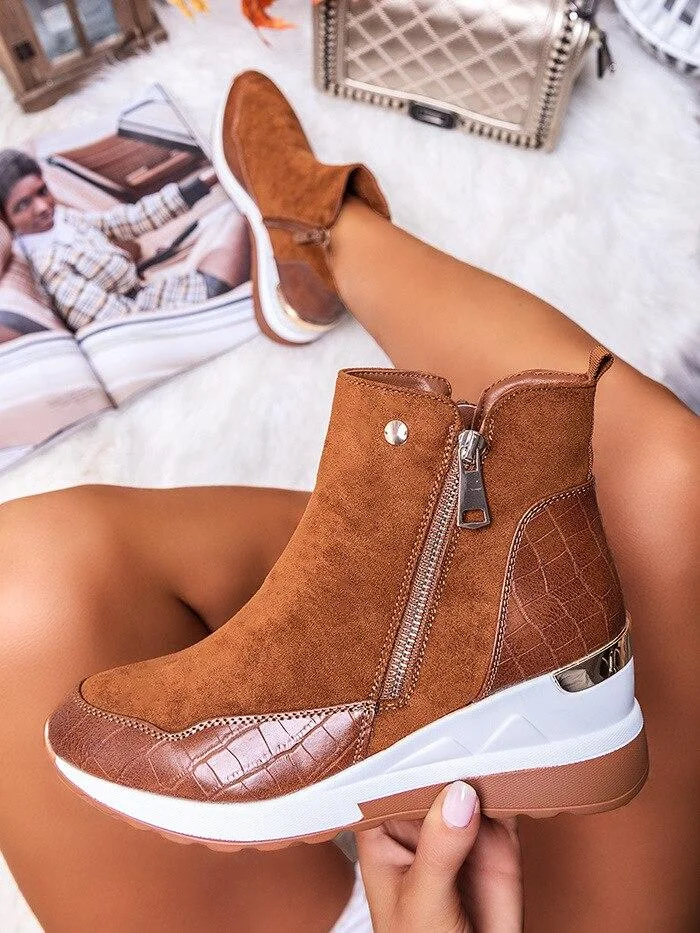 Plus Size Warm Plush Winter Boots Chunky Sneakers Ankle Boots Women Shoes Woman Zipper Buckle Thick Sole Platform Zapatos Mujer 1108