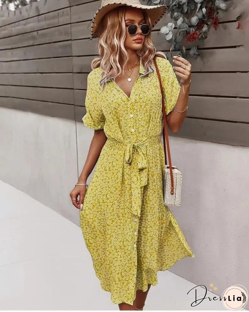 AMAR - Chic festive dress with floral print