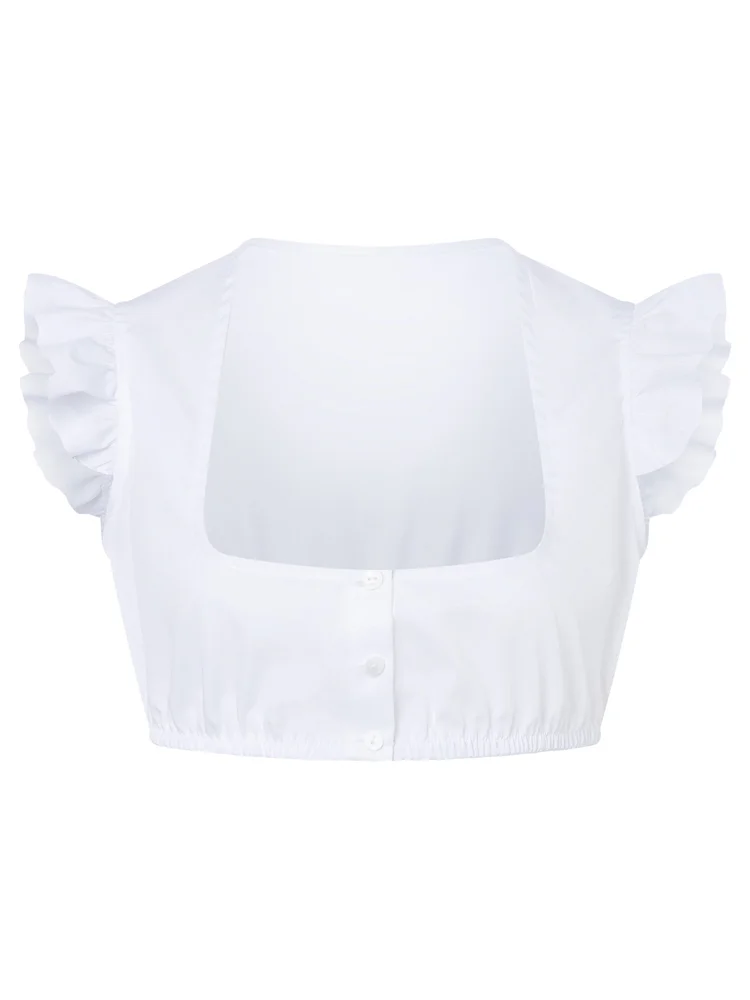 Classy Square Neck Ruffle Sleeve Dirndl Blouse