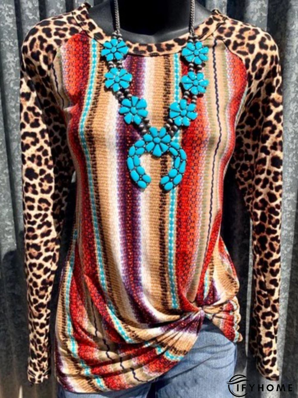 Casual Long Sleeve Printed Tunic Top | IFYHOME