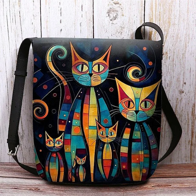 Style & Comfort for Mature Women Women's Cat Print Crossbody Bags Shoulder Bags