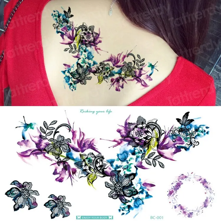 under breast tattoo underboob tatouage temporaire femme sexy tattoo sticker women wing flower large fake tatoo sternum girls