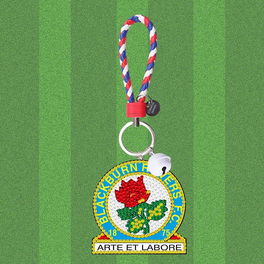 5D DIY Blackburn Rovers FC Double Sided Full Drill Keyring Diamond Keychains Pendant