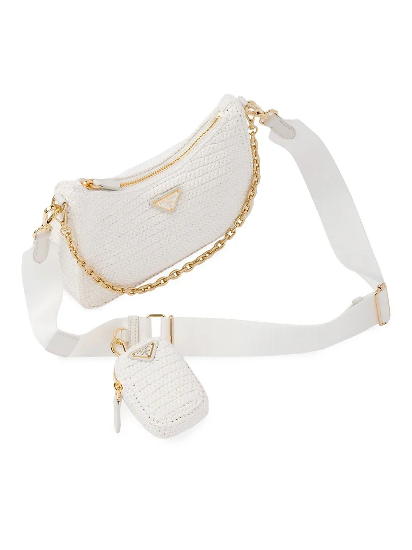 Prada Re-edition 2005 Raffia Bag white