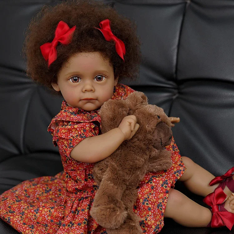 22” African American Reborn Toddler Doll Girl Realistic Newborn Baby Doll  Black