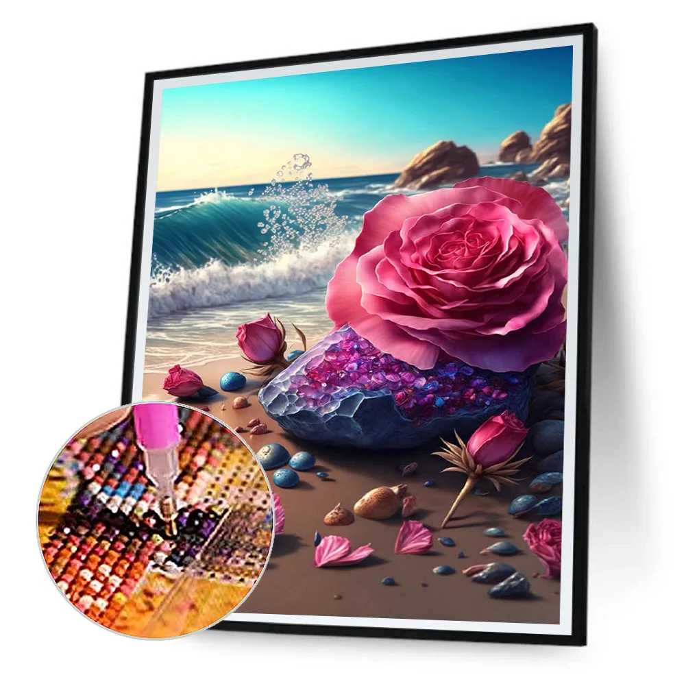Beach Flowers (canvas) full round/square drill diamond painting