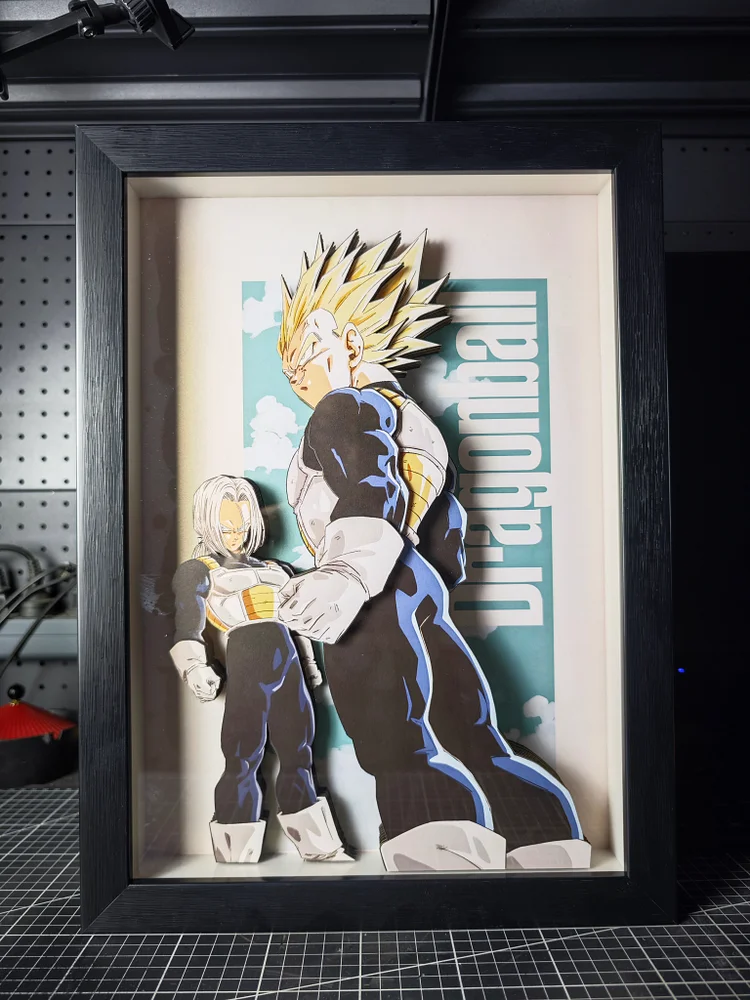 Drunky Monkey Crew Studio - Dragon Ball Decorative Painting - 3D Decorative Paint of Vegeta & Trunks Scene -