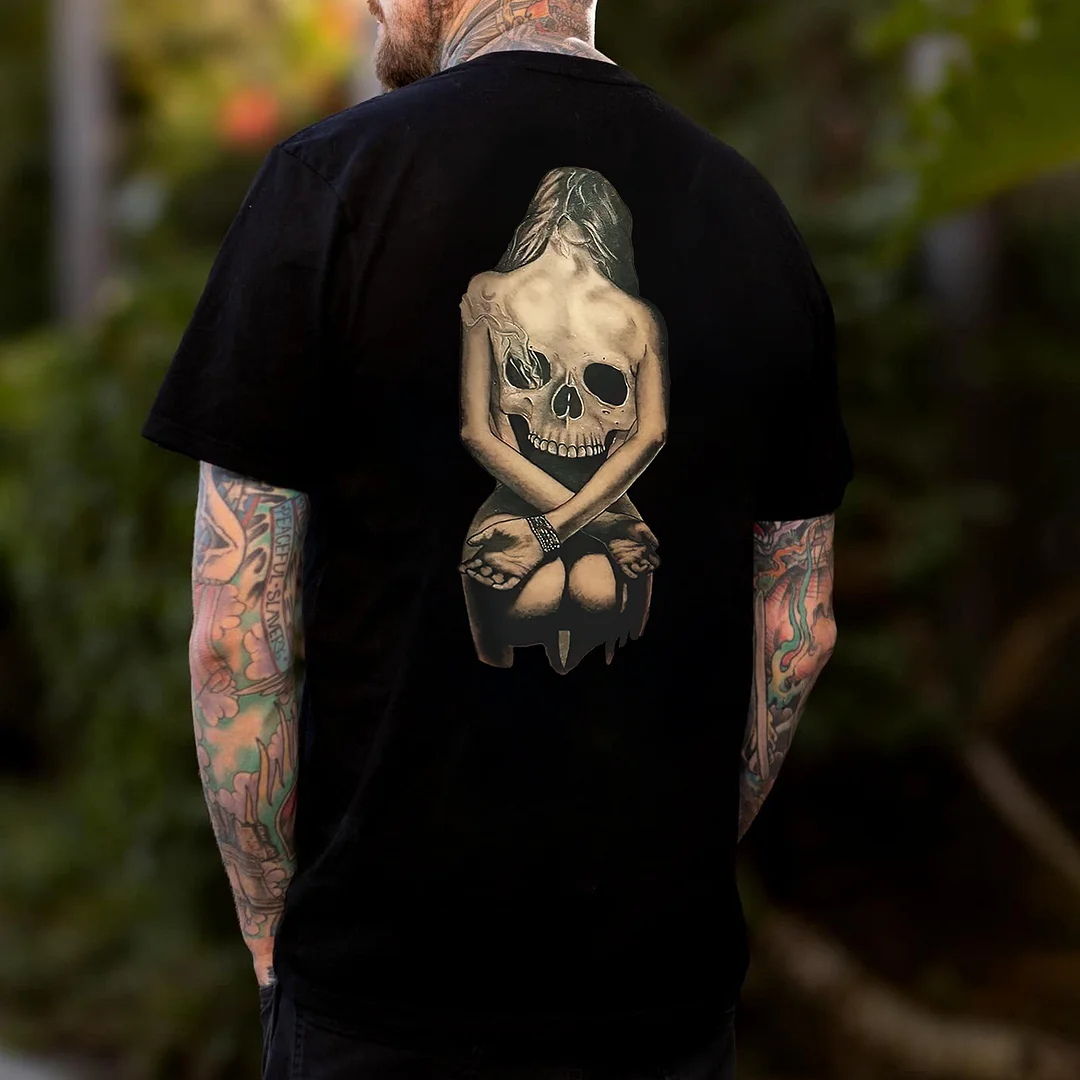 Skull Girl Printed Men's T-shirt -  