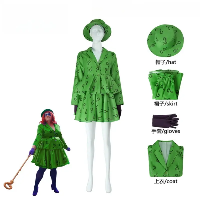 [Wetrose] In Stock Riddler Green Skirt Outfit Cosplay Costume Halloween
