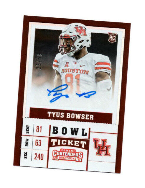 Tyus Bowser Houston Cougars signed autograph Panini Conenders football card