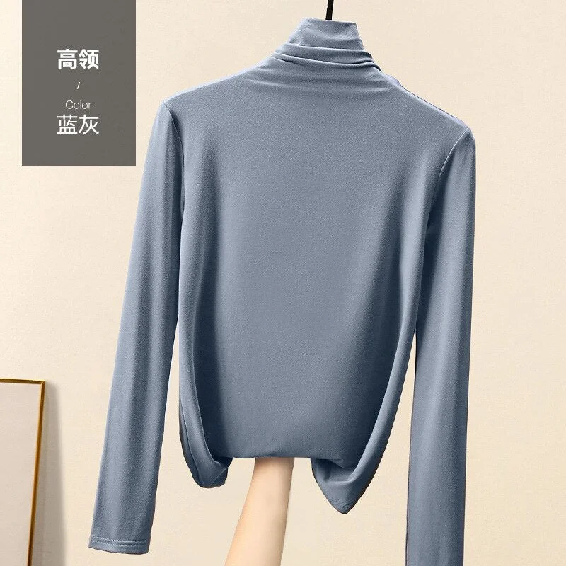 High Quality Soft Comfortable Modal T-shirt Top Women Casual Korean Long Sleeve Slim Basic Tshirt Femme Clothing Spring Autumn