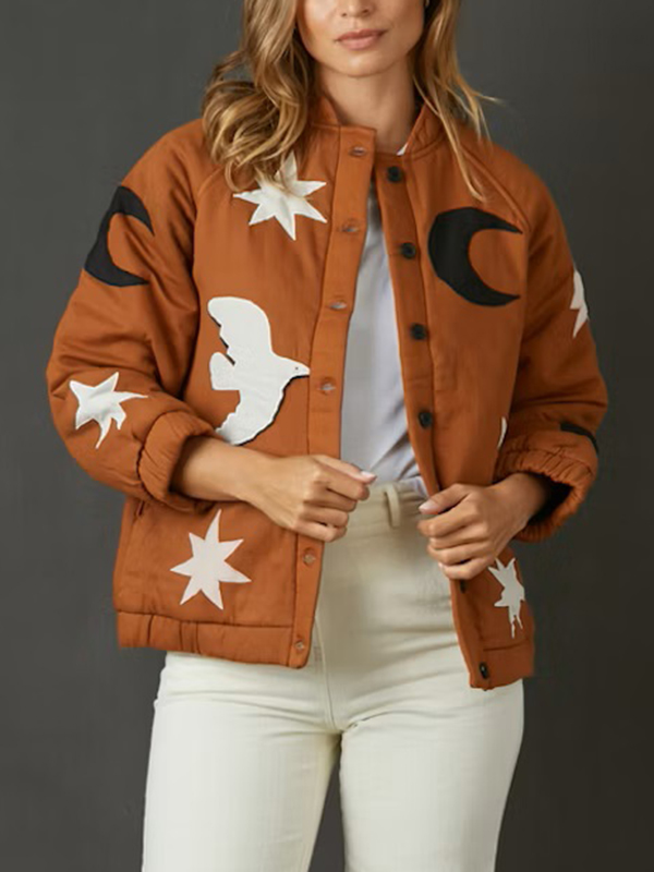 Loose Vintage Star Moon Print Jacket