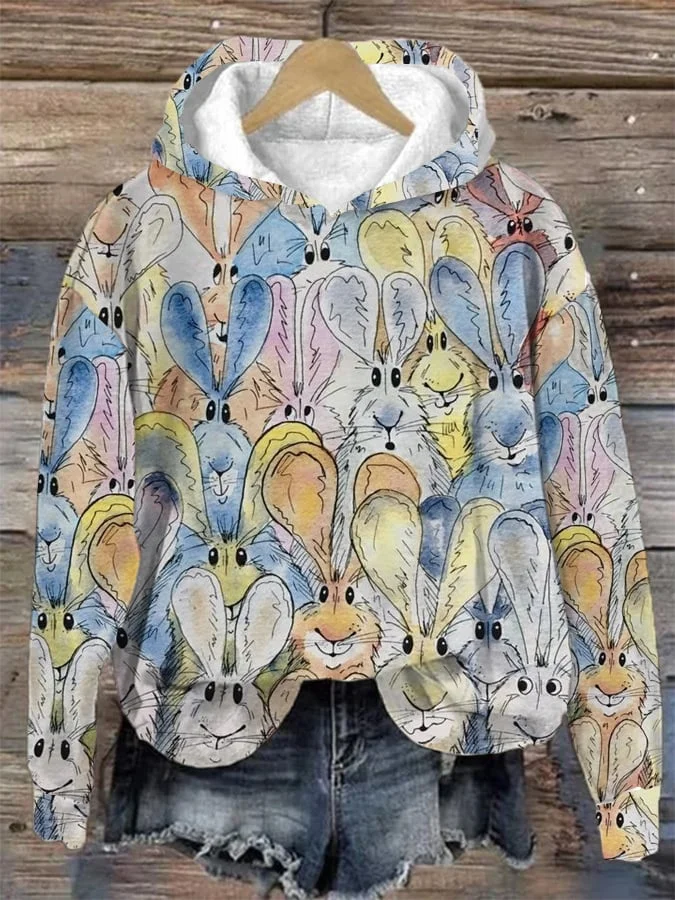 Women's Casual Easter Bunny Print Sweatshirt