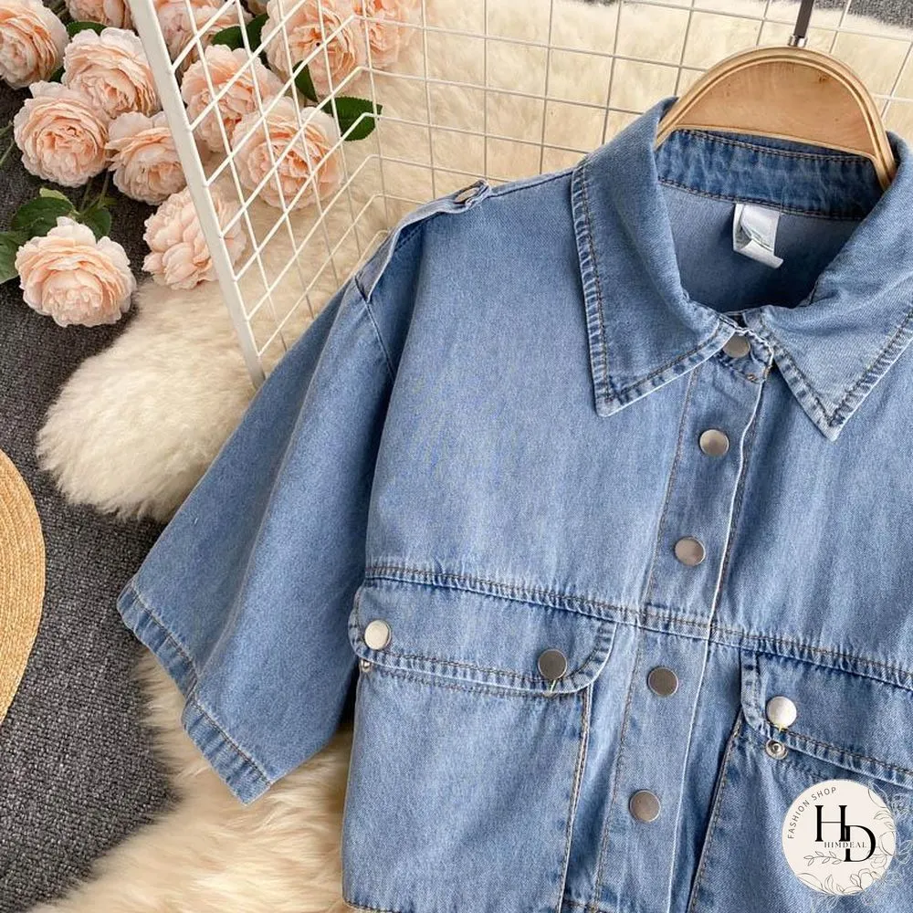 Fashion Short Denim Two-Piece Set P11692