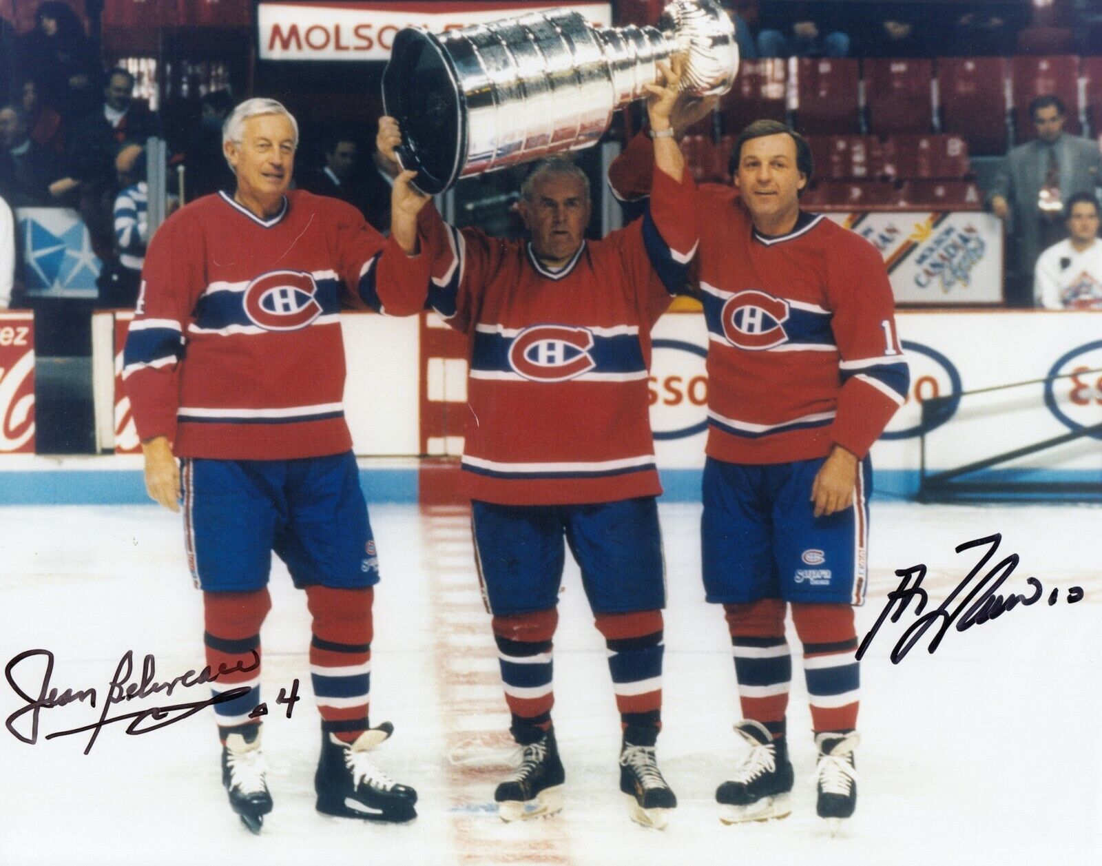 Jean Beliveau Guy Lafleur #1 Signed Photo Poster painting W/COA Montreal Canadiens 032419