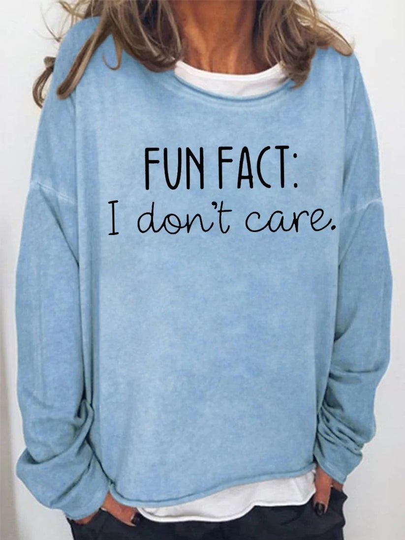 Fun Fact: I Don't Care Printed Crewneck T-shirt