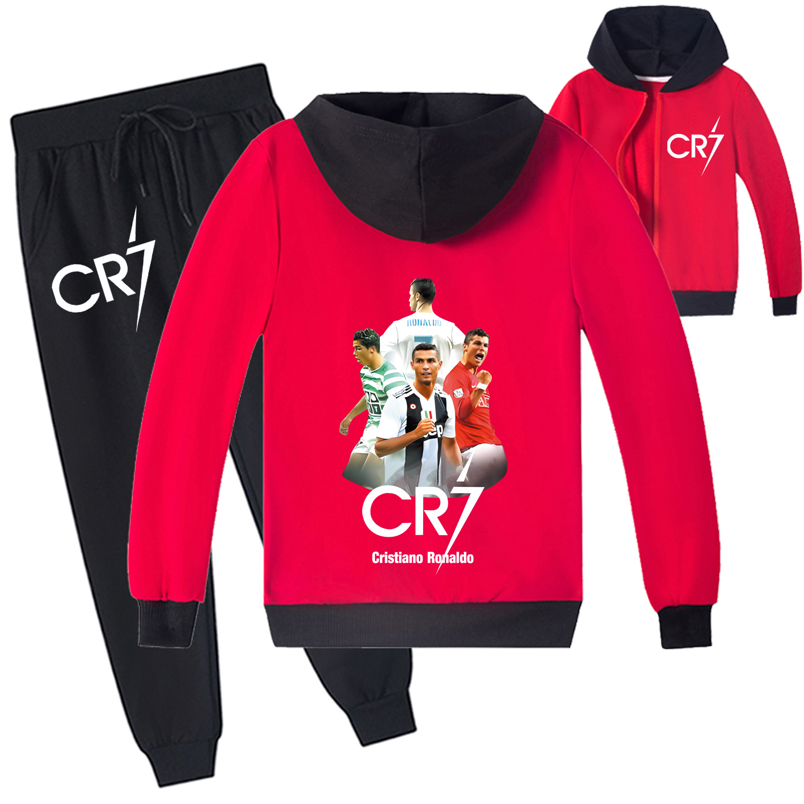 Mayoulove Cristiano Ronaldo Zip-Up Set for Kids - Stylish Sportswear for Boys  Girls, Perfect for Active Play-Mayoulove