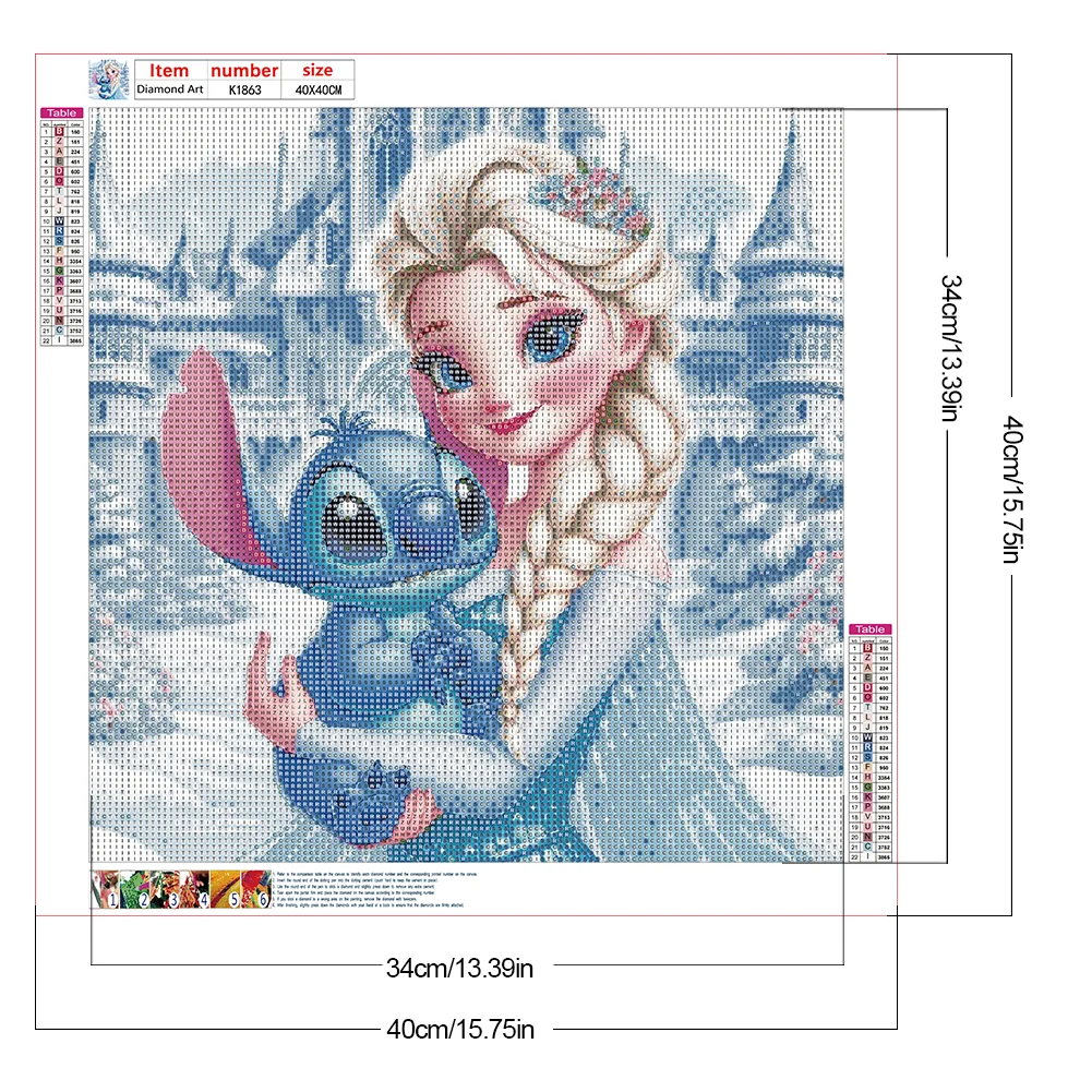 Diamond Painting - Full Round Drill - Princess Elsa Stitch(Canvas|40*40cm)