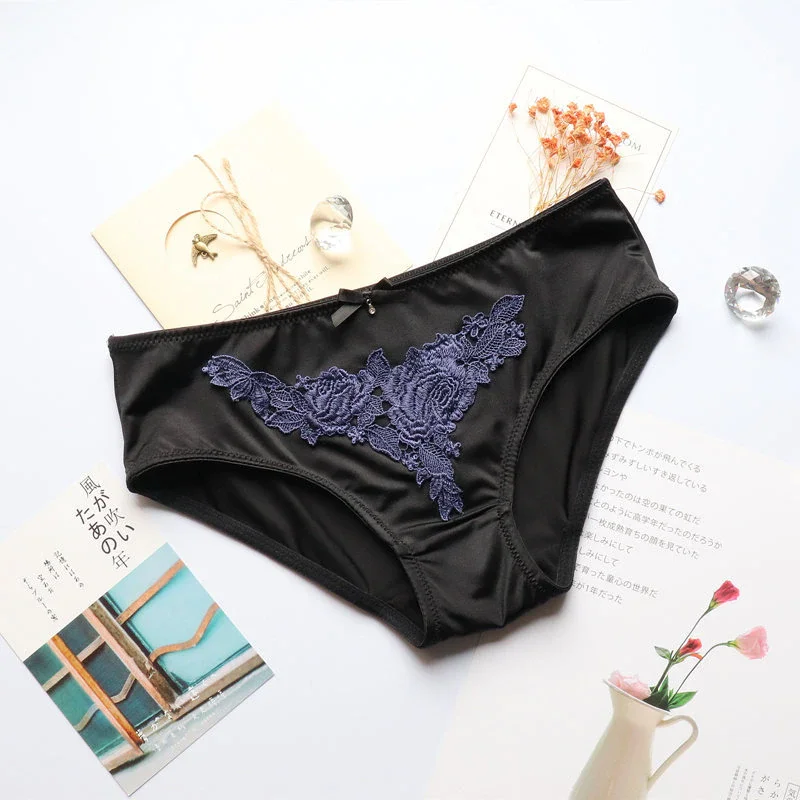 Billionm Embroidered Ladies Embroidered Nylon Low-waist Hip-lifting Panties Women Pure Cotton Women's Briefs Wholesale Underwear