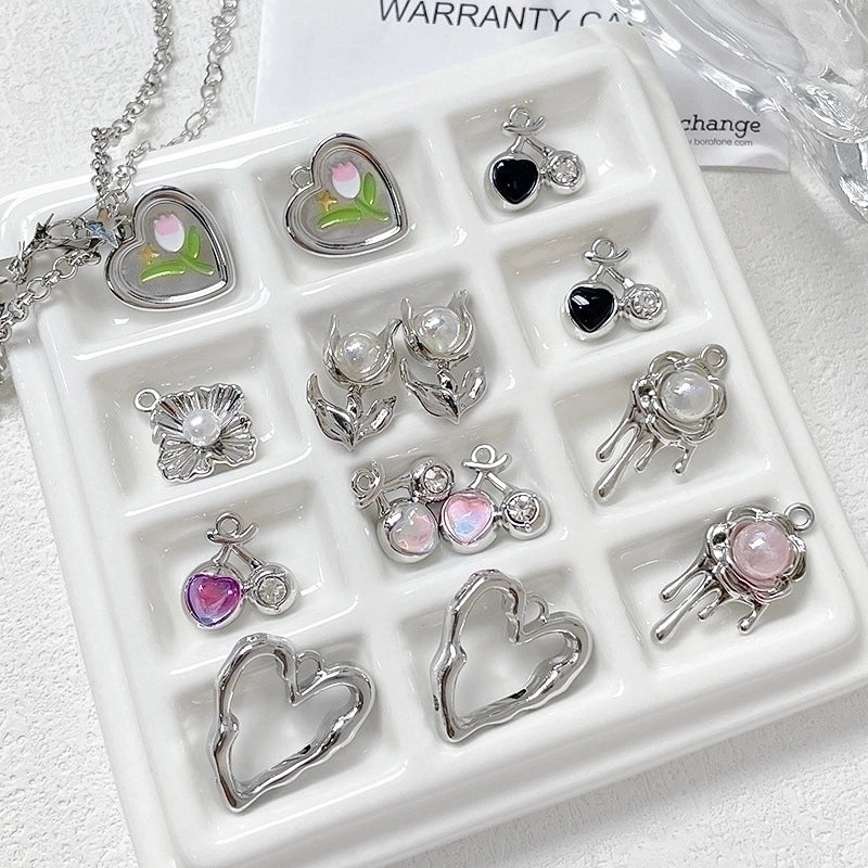 1 Piece Ig Style Sweet Cherry Heart Shape Flower Alloy Plating Inlay Jewelry Accessories
