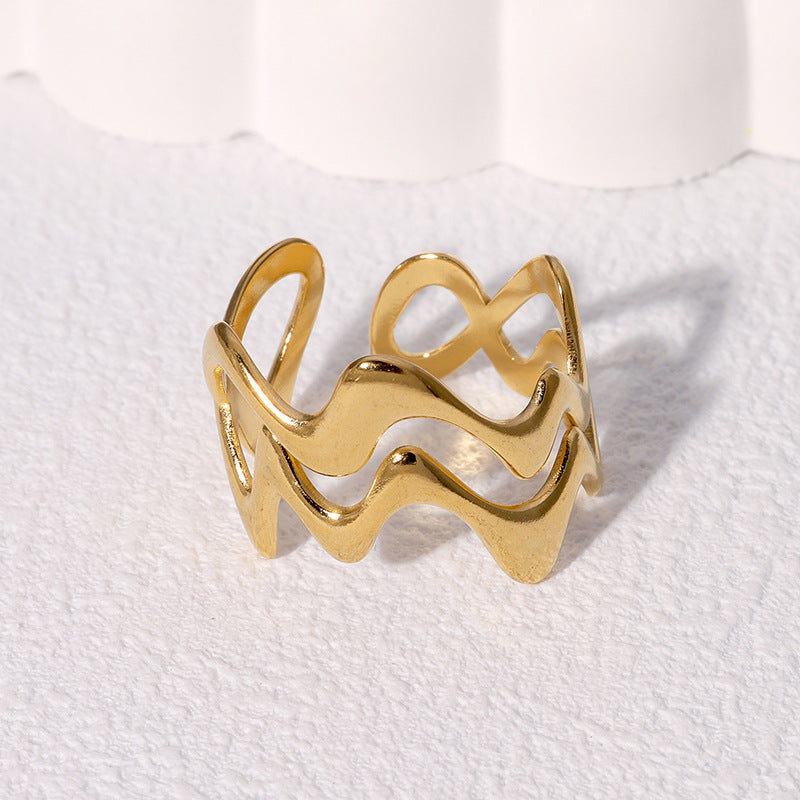 Open Ring Minimalist Stripe Geometric Stainless Steel Electroplating Rings