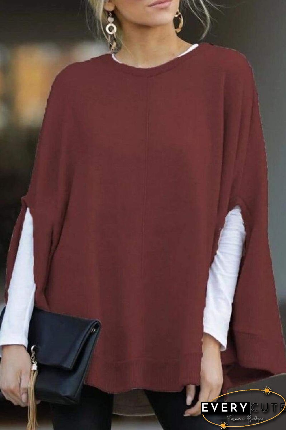 Casual Round Collar Cloak Top