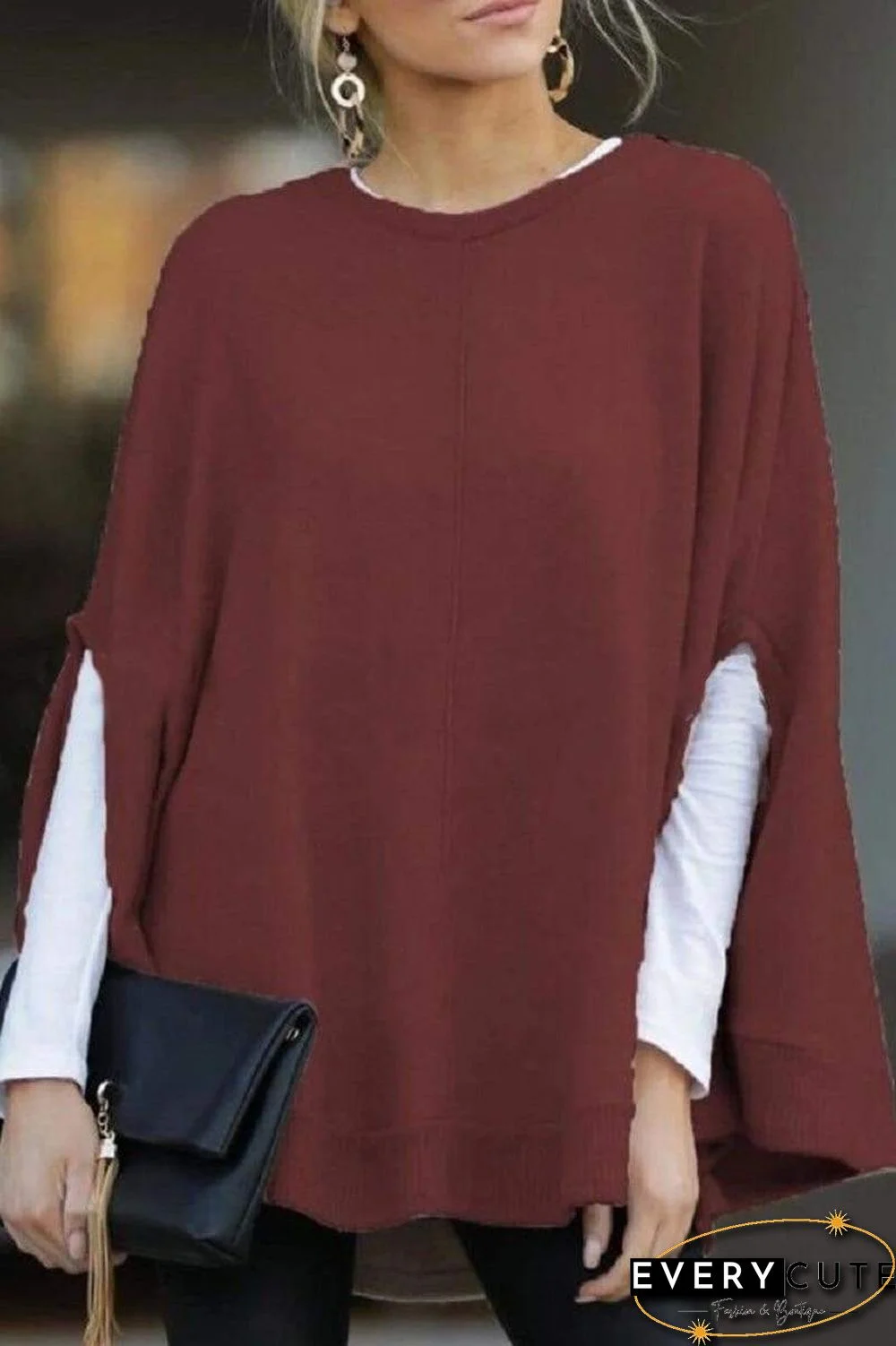 Casual Round Collar Cloak Top